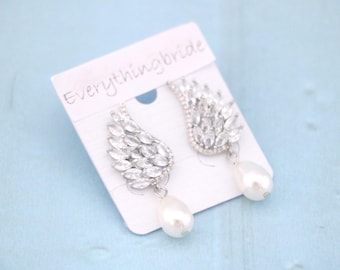 Rhinestone Pearl Bridal Hair Comb&Earrings Wedding Headpiece Gold hair piece Pearl drop Wedding earrings Rose gold hair comb Bridal earrings