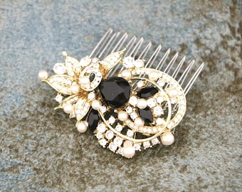 Jet Wedding hair comb Gold Wedding hair piece Rose gold Bridal hair clip Navy blue Wedding hair piece Rose gold Bridal hair comb Blue comb