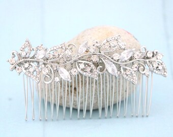 Silver Crystal hair comb Gold veil comb Rhinestone Wedding hair clip Bridal hair jewelry Wedding hair accessories Bridal hair piece Wedding