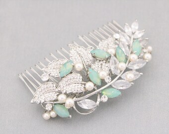 wedding hair piece pearl Side comb Navy blue Wedding hair comb Blue hair jewelry Green Wedding comb Red Bridal hair comb Rhinestone side pin
