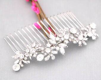 Silver Crytal hair comb Gold veil comb Wedding hair accessories Rose gold Bridal hair clip Wedding hair jewelry Wedding headpiece Bridal