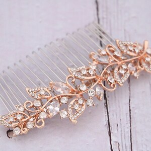 Boho Wedding hair comb Rose gold hair comb Wedding Bridal hair comb Crystal Hair Piece Wedding hair accessories Rose gold hair piece Crystal image 6