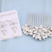 Bridal hair piece with Pearl drop Wedding earrings Silver Wedding hair comb Side bridal headpiece Rhinestone Wedding hair bling Bridal comb 