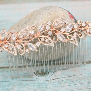 Boho Wedding hair comb Rose gold hair comb Wedding Bridal hair comb Crystal Hair Piece Wedding hair accessories Rose gold hair piece Crystal image 4