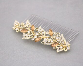 rose gold veil comb Gold wedding hair comb greenery Headpiece Silver Wedding hair comb Navy blue hair comb Blue hair jewelry Wedding comb
