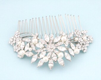 Small or Large Wedding hair comb Pearl Wedding headpiece Bridal hair accessories Gold veil comb Rose gold Bridal hair comb Wedding comb Boho