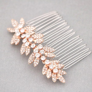 Rose gold Wedding comb Side Bridal hair clip Wedding hair jewelry Bridal hair piece Gold Bridal hair comb Silver Wedding hair accessories