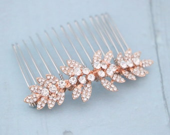 Rose Gold Bridal Headpieces Gold veil comb Wedding hair accessories for bun Wedding hair jewelry Bridal comb Side comb Wedding hair piece