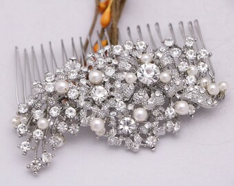 Rhinestone bridal hair comb Side Bridal headpiece Wedding comb Crystal Wedding hair comb Wedding hair accessories for bun Bridal hair clip