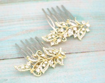 Wedding hair comb Side Bridal headpiece Wedding hair jewelry Bridal hair accessories for bun Gold veil comb Small Bridal hair comb Rose gold