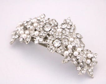 Silver Pearl Bridal Hair Comb, Crystal Wedding Headpiece, Rhinestone Accessory Bridal hair clip Wedding hair piece Bridal barrette Wedding