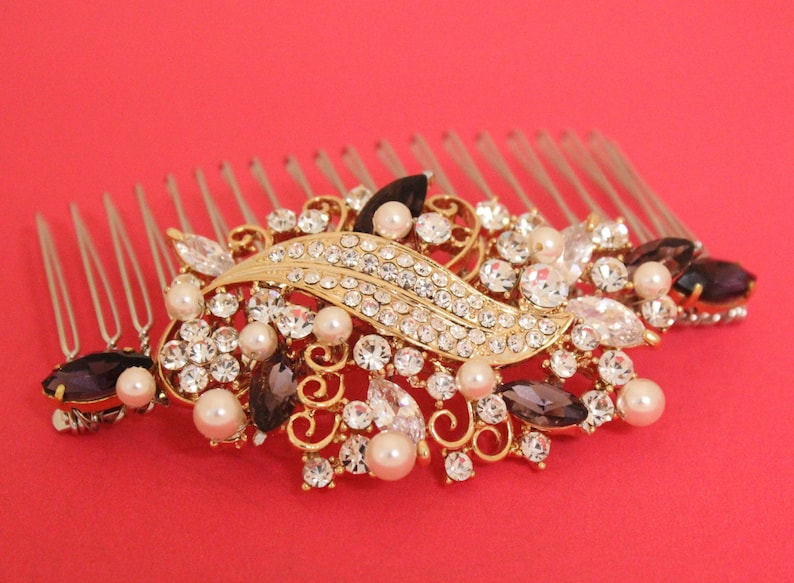 bridal hair comb silver and blue wedding hair piece comb wedding hair combs rhinestone wedding comb pearl Bridal comb Crystal hair comb Prom