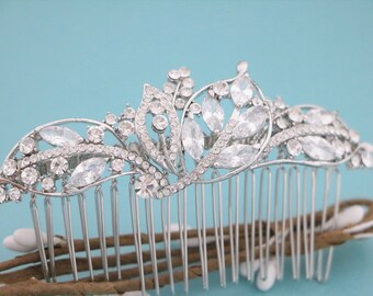 Bride Gold Floral Hair Comb Gold bridal hair comb Bridal Hair Comb Small Rhinestone hair comb Silver Wedding hair comb Bridal hair jewelry