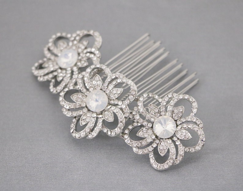 Opal /& Crystal Bridal Comb Petite Opal Bridal Comb Opal Wedding Comb Bridal Hair Comb Wedding Hair Comb Opal Comb Navy blue hair comb Boho
