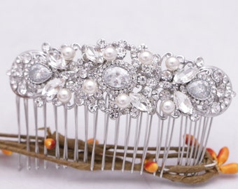 Opal & Crystal Bridal Comb Opal Wedding Comb Opal and Crystal Bridal Hair Comb Wedding Hair Comb Bridal Comb Wedding Comb Side Blue haircomb