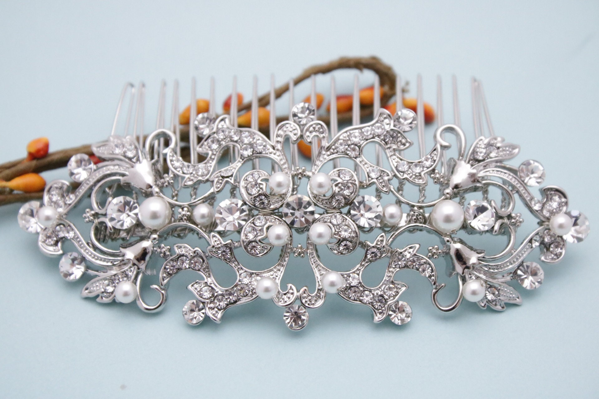 Bridal Swarovski Crystal Pearl Wedding Comb Wedding Hair