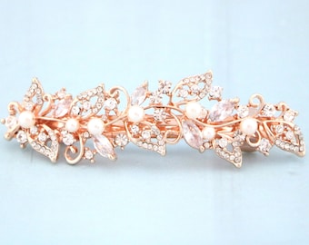 Pearl Wedding hair comb updo Rose gold Wedding hair clip Crystal hair comb Gold veil clip Wedding hair accessories for bun Bridal hair piece
