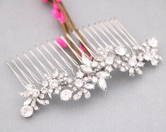 Rhinestone Wedding Hair Comb, Silver Bridal Headpiece Bridal hair accessories Gold veil comb Rose gold Bridal hair clip Wedding hair jewelry