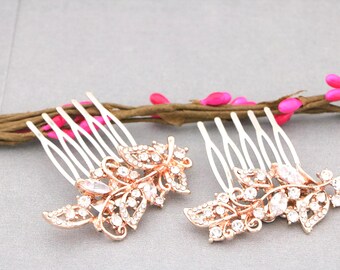 Rose gold Bridal hair clip Crystal headpiece Wedding hair comb Rhinestone Wedding hair jewelry Bridal hair comb Small Wedding comb Bridal
