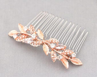 Gold Wedding comb Side Bridal hair jewelry Wedding hair clip Wedding hair bling Bridal headpiece Wedding hair accessories Rose gold Bridal