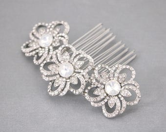 bridal side headpiece White opal Wedding comb Blue hair accessories for bun Silver Wedding hair comb Bridal hair jewelry Navy blue haircomb