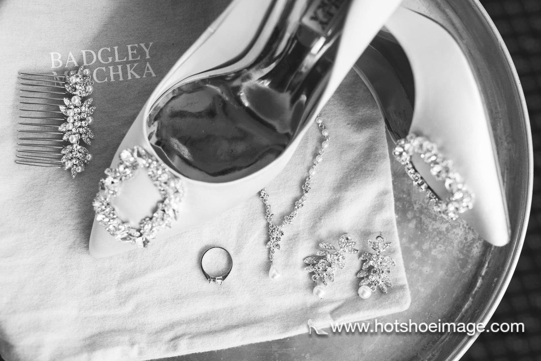 Wedding Hair Piece With Pearl Drop Wedding Earrings Silver Wedding Hair