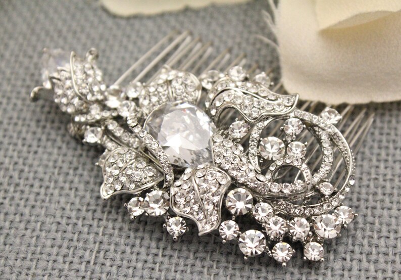 Bridal hair accessories comb Crystal hair comb Rhinestone Wedding hair comb Bohemian Bridal hair comb Boho Wedding comb Silver bridal comb