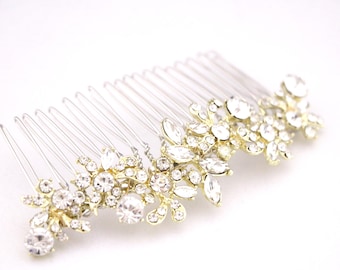 Gold Crystal Bridal Hair Comb, Rhinestone Wedding Headpiece Wedding hair accessories headpiece Rose gold Bridal hair clip Wedding hair piece