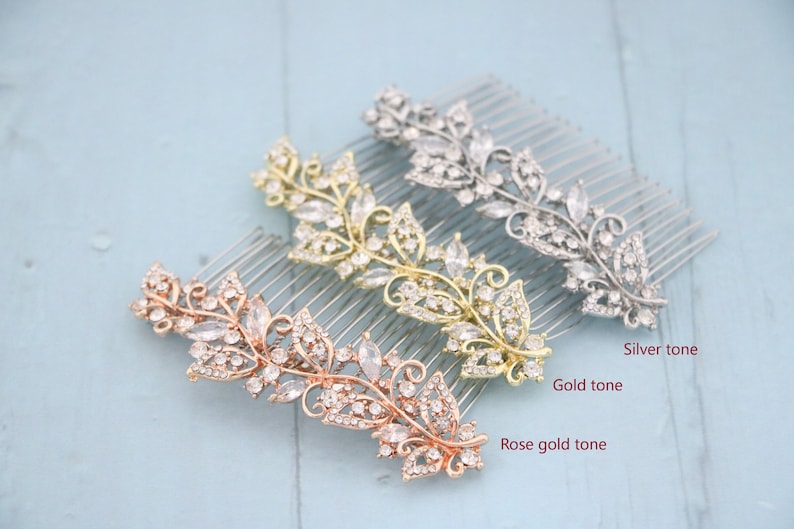 Boho Wedding hair comb Rose gold hair comb Wedding Bridal hair comb Crystal Hair Piece Wedding hair accessories Rose gold hair piece Crystal image 10