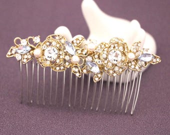 Blue hair comb Gold Bridal hair clip Light Sapphire Wedding hair comb Royal Blue Wedding hair clip Bridal hair comb Navyblue Bridal haircomb