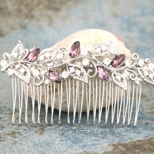 Purple Wedding hair comb Silver Wedding comb Blue hair jewelry Navy blue Wedding hair comb Bridal headpiece Wedding hair clip Bridal comb in