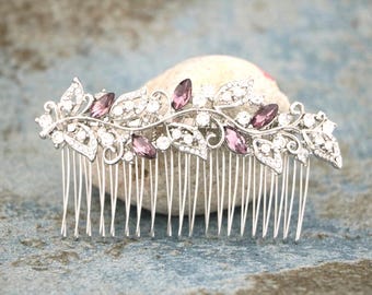 Purple Wedding hair comb Silver Wedding comb Blue hair jewelry Navy blue Wedding hair comb Bridal headpiece Wedding hair clip Bridal comb in