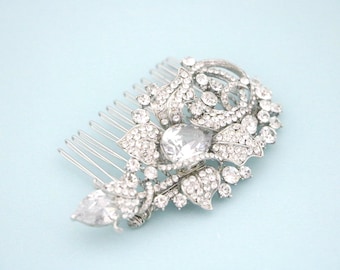 Rhinestone Bridal Hair Comb: Gold Wedding Headpiece, Silver Tone Wedding hair accessoriees Bridal hair jewelry Wedding hair clip Bridal comb
