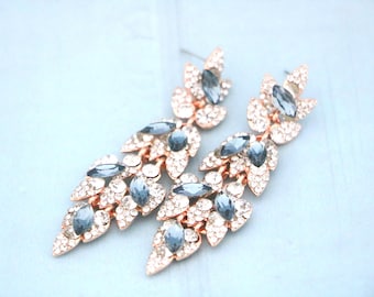 Royal blue dangle earrings Gold Wedding earrings Navy blue earrings Rose gold Sapphire earrings Silver Wedding jewelry earrings Bridesmaid