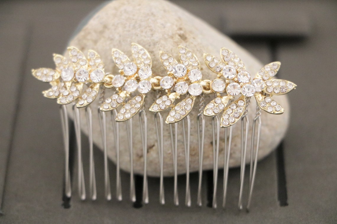 7. Crystal Rose Gold and Blue Hair Comb by The Crystal Bride - wide 11