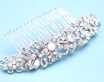 Sparkling Crystal Bridal Hair Comb:Silver Wedding Headpiece Gold veil comb Wedding hair accessories Bridal hair piece Wedding comb Bridal