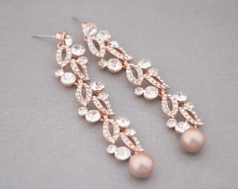 chandelier earrings dangle vintage style Bridal earrings Pearl drop Wedding earrings Long Pearl earrings Mother of the Bride Gift Earrings