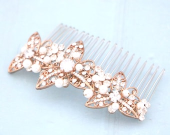 Rose Gold Bridal Hair Comb: Pearl & Crystal Wedding Headpiece Side hair comb Wedding hair clip Bridal hair accessories Bridesmiad hair piece