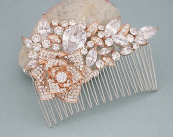 Crystal and Gold Hair Accessories Bridal Comb Hairpiece Gold veil comb Silver Wedding hair comb Bridal hair jewelry Wedding headpiece Bridal