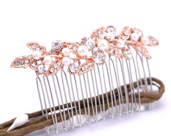 Pearl Wedding comb Rose gold Wedding hair jewelry Bridal hair accessories for bun Wedding hair jewelry Bridal hair comb Gold Wedding comb