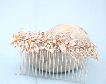 Crystal Bridal Hair Comb: Silver Wedding Hair Piece Rose gold Wedding hair clip Bridal hair accessories Wedding hair comb Gold veil comb
