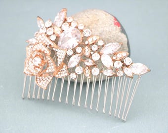 Rose Gold Wedding Hair Accessory Crystal Bridal Hair Comb Rhinestone Bridal hair clip Wedding hair comb Bridal headpiece Silver Bridal comb
