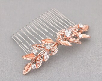 Rose Gold Crystal Bridal Hair Comb Rhinestone Wedding headpiece Bridal hair clip Wedding hair accessoies Bridal hair piece Wedding hair comb