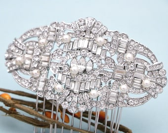 Pearl Silver Wedding hair comb Rhinestone Wedding headpiece Pearl Bridal hair clip Wedding hair accessories Bridal hair piece Wedding comb
