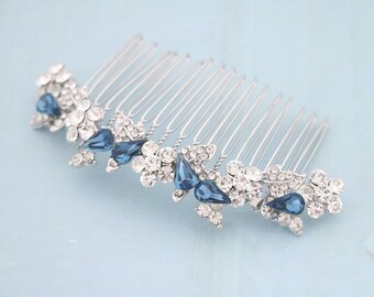 something blue hair comb blue hair Jewelry sparkle hair comb Wedding Gold Hair Vine Comb Blue Hair Accessories Navy blue Wedding hair comb