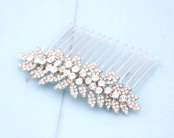 Crystal Leaf Hair Comb Bridal Rhinestone Accessory Wedding hair jewelry Bridal hair accessories Wedding comb Gold veil comb Rose gold comb