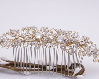 Large Wedding hair comb Side bridal headpiece Rhinestone hair comb Wedding comb Bridal hair jewelry Wedding hair accessories Side hair comb