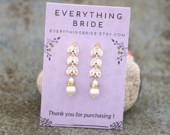 Bridal pearl earring Gold Cubic Zirconia Bridal Earrings Crystal earrings Bridesmaid earrings Bridal jewelry earrings Silver Wedding earring