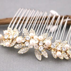 Perle Strass Braut Haarkamm: Gold Hochzeit Haarschmuck
