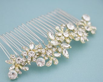 Gold veil comb Wedding hair accessories Rhinestone hair jewelry Wedding hair comb Rose gold Bridal hair comb Crystal hair piece Wedding comb